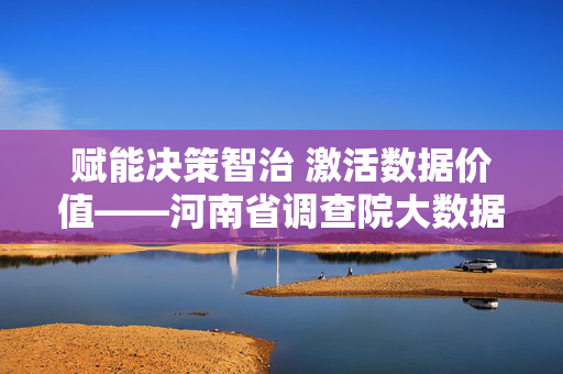 赋能决策智治 激活数据价值——河南省调查院大数据应用实践与展望，河南省调查院大数据应用，赋能决策智治 激活数据价值