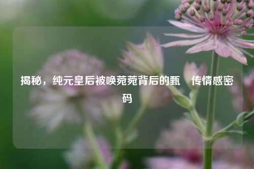 揭秘,纯元皇后被唤菀菀背后的甄嬛传情感密码