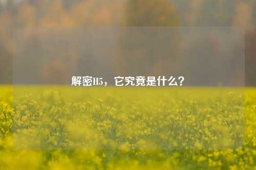 详细阅读:解密H5,它究竟是什么? 解密H5,它究竟是什么?