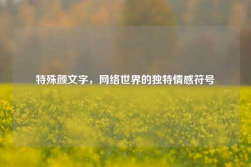 特殊颜文字，网络世界的独特情感符号