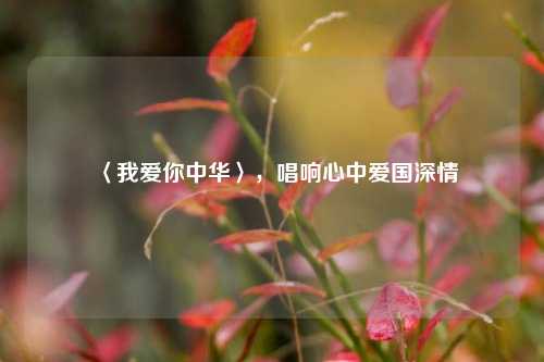 〈我爱你中华〉,唱响心中爱国深情