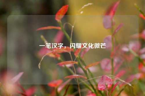 一笔汉字，闪耀文化微芒
