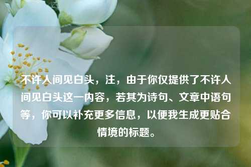不许人间见白头，注，由于你仅提供了不许人间见白头这一内容，若其为诗句、文章中语句等，你可以补充更多信息，以便我生成更贴合情境的标题。