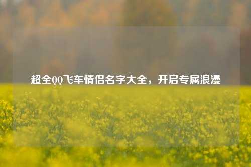 超全QQ飞车情侣名字大全，开启专属浪漫