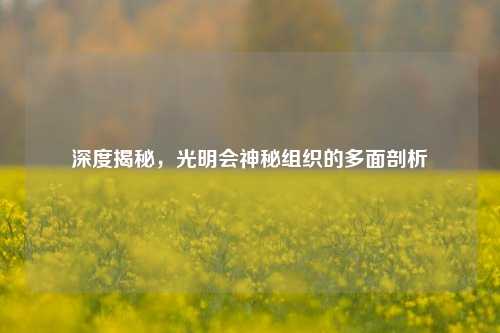 深度揭秘，光明会神秘组织的多面剖析