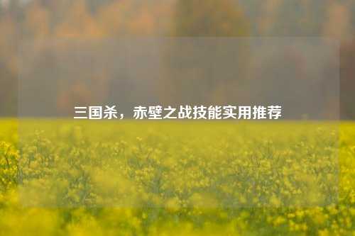 三国杀，赤壁之战技能实用推荐
