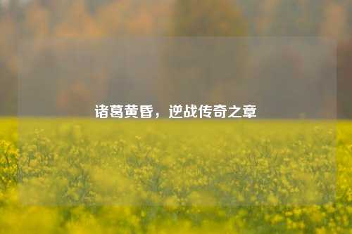 诸葛黄昏，逆战传奇之章