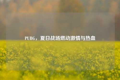 PUBG，夏日战场燃动激情与热血