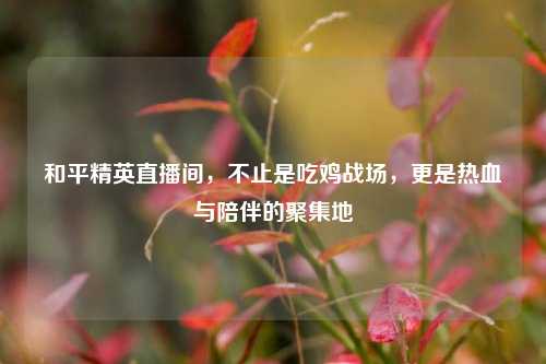 和平精英直播间，不止是吃鸡战场，更是热血与陪伴的聚集地