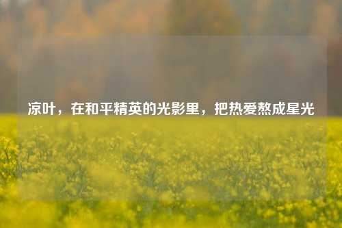 凉叶，在和平精英的光影里，把热爱熬成星光