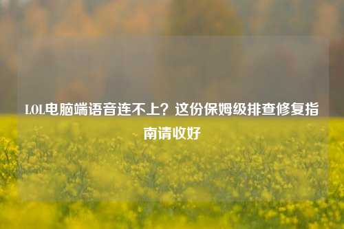 LOL电脑端语音连不上？这份保姆级排查修复指南请收好