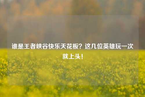 谁是王者峡谷快乐天花板?这几位英雄玩一次就上头!