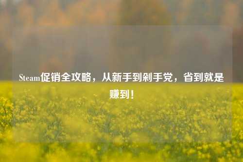 Steam促销全攻略,从新手到剁手党,省到就是赚到!