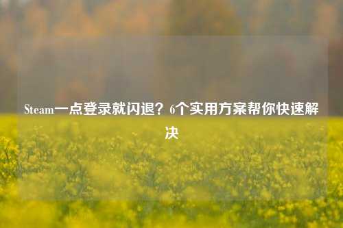Steam一点登录就闪退？6个实用方案帮你快速解决