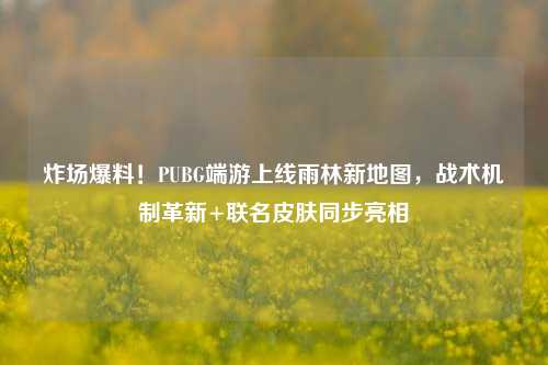 炸场爆料！PUBG端游上线雨林新地图，战术机制革新+联名皮肤同步亮相