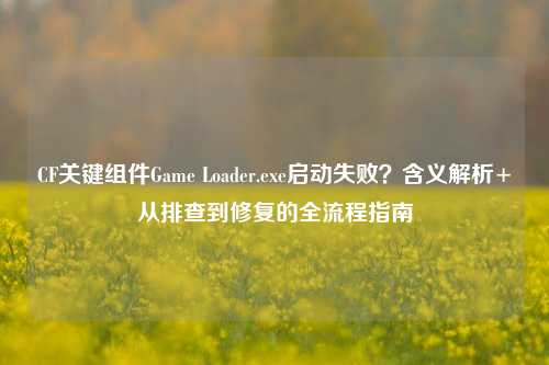 CF关键组件Game Loader.exe启动失败?含义解析+从排查到修复的全流程指南