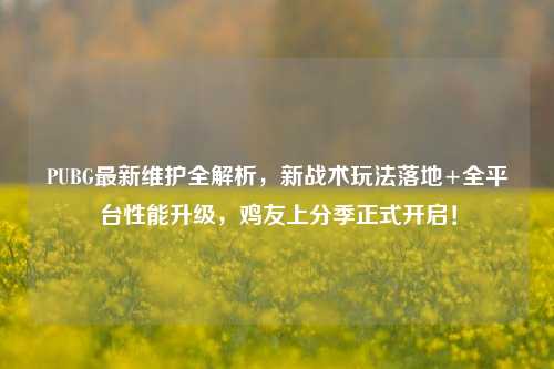 PUBG最新维护全解析，新战术玩法落地+全平台性能升级，鸡友上分季正式开启！