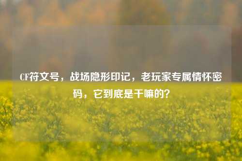CF符文号，战场隐形印记，老玩家专属情怀密码，它到底是干嘛的？