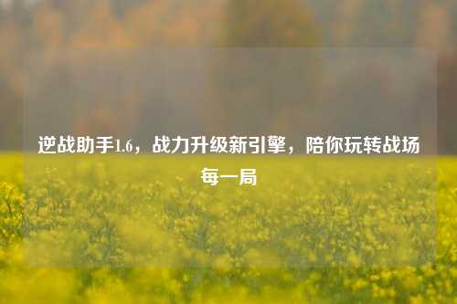 逆战助手1.6，战力升级新引擎，陪你玩转战场每一局