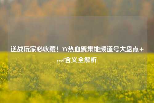 逆战玩家必收藏！YY热血聚集地频道号大盘点+yyzf含义全解析