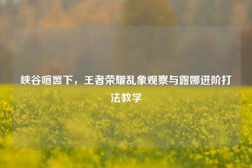 峡谷喧嚣下，王者荣耀乱象观察与露娜进阶打法教学