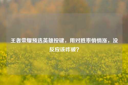 王者荣耀预选英雄按键，用对胜率悄悄涨，没反应该咋破？