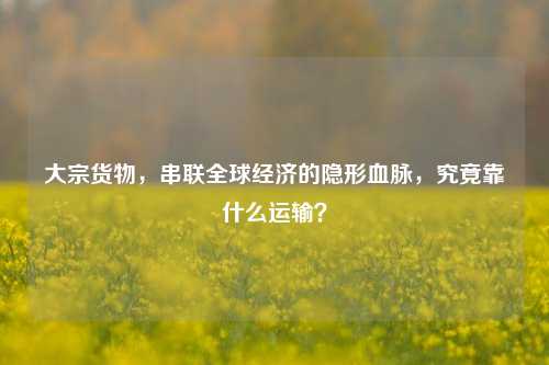 大宗货物，串联全球经济的隐形血脉，究竟靠什么运输？