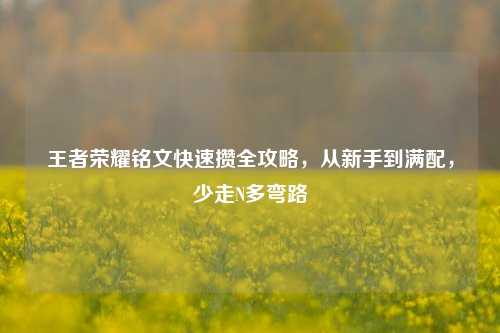 王者荣耀铭文快速攒全攻略，从新手到满配，少走N多弯路