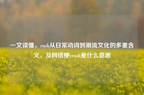 一文读懂，rush从日常动词到潮流文化的多重含义，及     梗crush是什么意思
