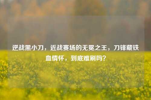 逆战黑小刀，近战赛场的无冕之王，刀锋藏铁血情怀，到底难刷吗？