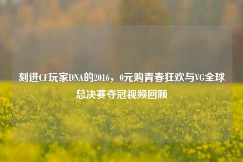 刻进CF玩家DNA的2016，0元购青春狂欢与VG全球总决赛夺冠视频回顾