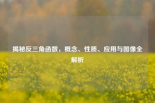 揭秘反三角函数，概念、性质、应用与图像全解析