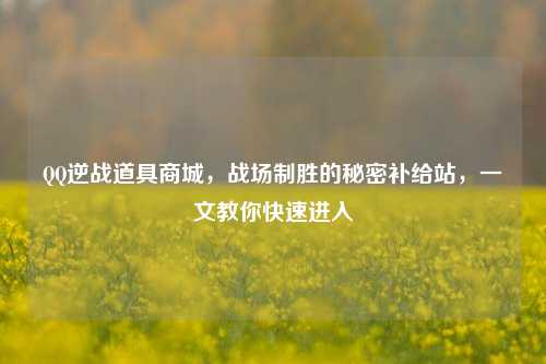      逆战道具商城，战场制胜的秘密补给站，一文教你快速进入