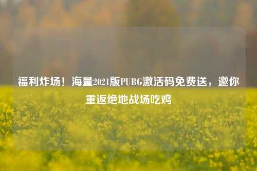 福利炸场！海量2021版PUBG激活码免费送，邀你重返绝地战场吃鸡