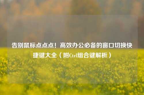 告别鼠标点点点！高效办公必备的窗口切换快捷键大全（附Ctrl组合键解析）