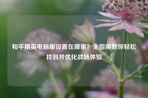 和平精英电脑版设置在哪里？全指南教你轻松找到并优化战场体验