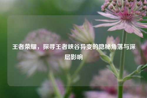 王者荣耀，探寻王者峡谷异变的隐秘角落与深层影响