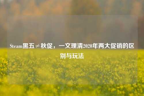 Steam黑五≠秋促，一文理清2020年两大促销的区别与玩法