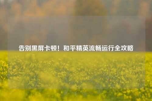 告别黑屏卡顿！和平精英流畅运行全攻略