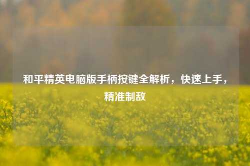和平精英电脑版手柄按键全解析，快速上手，精准制敌