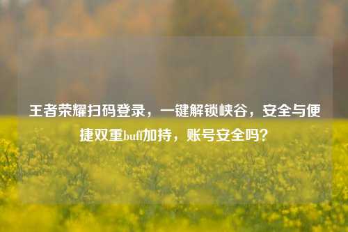王者荣耀扫码登录，一键解锁峡谷，安全与便捷双重buff加持，账号安全吗？