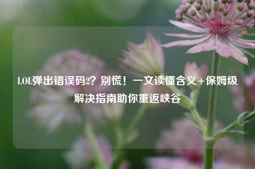 LOL弹出错误码2？别慌！一文读懂含义+保姆级解决指南助你重返峡谷
