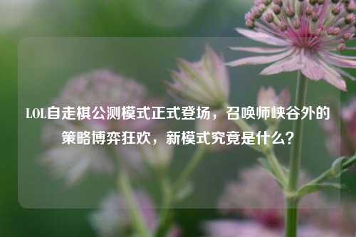 LOL自走棋公测模式正式登场，召唤师峡谷外的策略博弈狂欢，新模式究竟是什么？