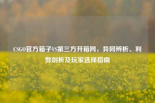CSGO官方箱子VS第三方开箱网，异同辨析、利弊剖析及玩家选择指南