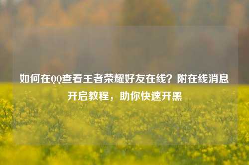 如何在     查看王者荣耀好友在线？附在线消息开启教程，助你快速开黑