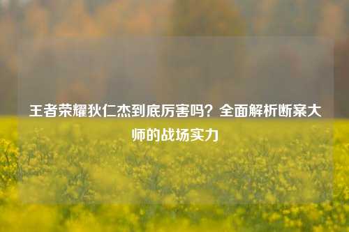 王者荣耀狄仁杰到底厉害吗？全面解析断案大师的战场实力