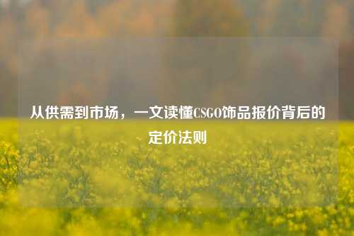 从供需到市场,一文读懂CSGO饰品报价背后的定价法则