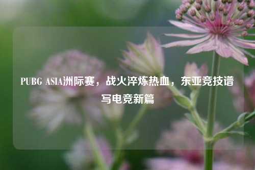 PUBG ASIA洲际赛,战火淬炼热血,东亚竞技谱写电竞新篇