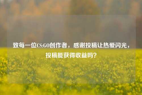 致每一位CS:GO创作者,感谢投稿让热爱闪光,投稿能获得收益吗?