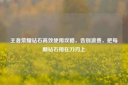 王者荣耀钻石高效使用攻略,告别浪费,把每颗钻石用在刀刃上